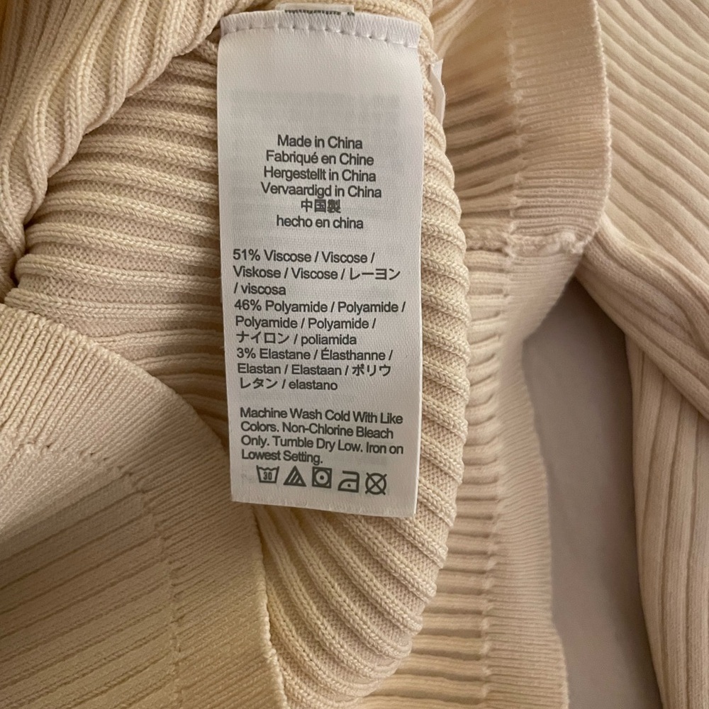 J.Crew Ribbed Sweater Women Small Ivory Viscose Stretch Crew Neck Long Sleeve - Picture 3 of 4